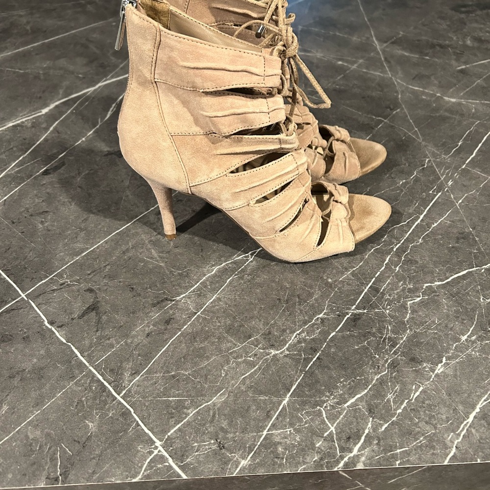 Jessica Simpson Beige Lace-Up Heels